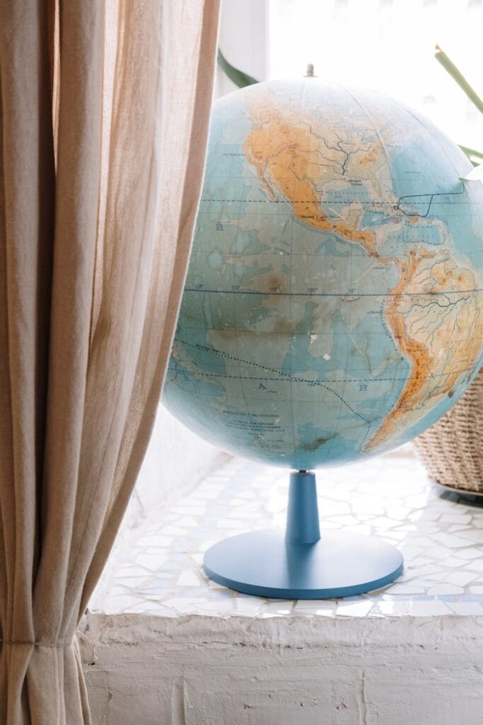 Blue and Brown Desk Globe